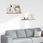 Raft de perete cu raft 2 pcs Bej 80 x 9 x 3 cm Lemn compozit GartenMobel Dekor