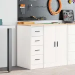 Dulap depozitare garaj alb 30x51x85 cm lemn masiv de pin GartenMobel Dekor