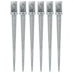 Țăruși de sol, 6 buc., argintiu, 8x8x91 cm, oțel galvanizat GartenMobel Dekor