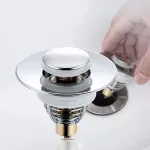 Dop scurgere chiuveta, universal, deschidere cu click, material oțel, diametru exterior 62 mm, culoare Argintiu FAVLine Selection