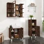 Set dulapuri de baie, 3 piese, stejar afumat, lemn prelucrat GartenMobel Dekor