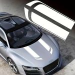 Set 2 stickere autoadezive Tuning, model "Hood Stripes V1", dimensiune 85 x 12 cm, culoare Alba FAVLine Selection