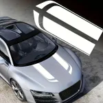 Set 2 stickere autoadezive Tuning, model "Hood Stripes V1", dimensiune 85 x 12 cm, culoare Alba FAVLine Selection