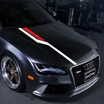 Set sticker autoadeziv Tuning in doua culori, model "Hood Stripes V3", dimensiune 130 x 10 cm, culoare Rosu + Negru FAVLine Selection