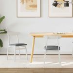 Scaun de sufragerie 2 pcs Alb și gri Lemn masiv GartenMobel Dekor