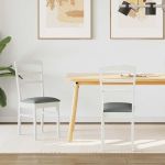 Scaun de sufragerie 2 pcs Alb și gri Lemn masiv GartenMobel Dekor