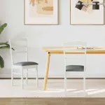 Scaun de sufragerie 2 pcs Alb și gri Lemn masiv GartenMobel Dekor