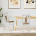 Scaun de sufragerie 2 pcs Alb și maro Lemn masiv GartenMobel Dekor