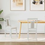 Scaun de sufragerie 2 pcs Alb Lemn masiv GartenMobel Dekor