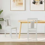 Scaun de sufragerie 2 pcs Alb Lemn masiv GartenMobel Dekor