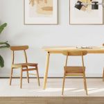 Scaun de sufragerie 2 pcs natural Lemn masiv GartenMobel Dekor