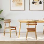 Scaun de sufragerie 2 pcs natural Lemn masiv GartenMobel Dekor