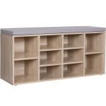 VASAGLE Banca pentru hol cu suport pentru pantofi, 10 compartimente, cu perna, 104x48x30cm, stejar Household NewTrend