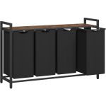 VASAGLE Cos rufe 4x40L, saci detasabili, raft superior si cadru metalic, 116x33x72 cm, maro si negru Household NewTrend