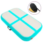 Saltea gimnastică gonflabilă cu pompă, verde, 60x100x15 cm, PVC GartenMobel Dekor