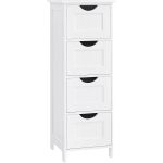 VASAGLE Dulap de depozitare de podea pentru baie, din lemn cu 4 sertare, 30x30x82cm, alb Household NewTrend