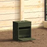 Hrănitor cu pedale pentru pui Verde măsliniu 33 x 42 x 40 cm GartenMobel Dekor