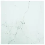 Blat masă alb 80x80 cm 6 mm sticlă securizată design marmură GartenMobel Dekor