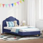 Cadru de pat pentru copii cu spătar Albastru Poliție GartenMobel Dekor
