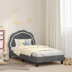 Cadru de pat pentru copii cu spătar Gri închis 80 x 160 cm GartenMobel Dekor