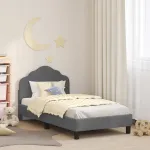 Cadru de pat pentru copii cu spătar Gri închis 80 x 160 cm GartenMobel Dekor