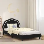 Cadru de pat pentru copii cu spătar Negru 90 x 200 cm Catifea GartenMobel Dekor