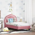 Cadru de pat pentru copii cu spătar Roz 70 x 140 cm Catifea GartenMobel Dekor