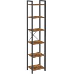 VASAGLE Raft cu 6 etaje, tip biblioteca, cadru metal si polite lemn, 30x40x187cm, industrial, maro rustic si negru Household NewTrend