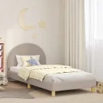 Cadru de pat pentru copii cu spătar Gri deschis 90 x 190 cm GartenMobel Dekor