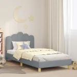 Cadru de pat pentru copii cu spătar Gri deschis 90 x 200 cm GartenMobel Dekor