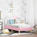 Cadru de pat pentru copii cu spătar Roz 70 x 140 cm PU GartenMobel Dekor