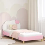 Cadru de pat pentru copii cu spătar Roz 80 x 200 cm PU GartenMobel Dekor