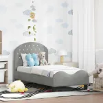 Cadru de pat pentru copii cu spătar Gri deschis 70 x 140 cm GartenMobel Dekor