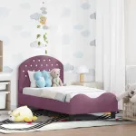 Cadru de pat pentru copii cu spătar Violet 70 x 140 cm Catifea GartenMobel Dekor