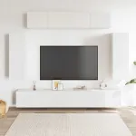 Set dulapuri TV, 6 piese, alb, lemn prelucrat GartenMobel Dekor