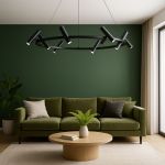 Lustra LED cu telecomanda Harman, 29W, 8 Surse, Lumina Neutra, Negru ModernLight Concept