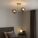 Lustra cu bec moderna MODUS, 2x E27, Gri Inchis, Auriu, Metal ModernLight Concept