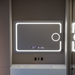 Oglinda LED Rectangulara, 110x75cm, Eclat MotionGlow Marcello, Sistem Dezaburire, Ceas & Termometru, Lupa Cosmetica, Dimabila ModernLight Concept