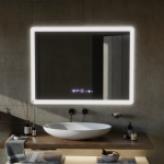 Oglinda LED Rectangulara, 80x60cm, Zampa Senzor MotionGlow Marcello, Sistem Dezaburire, Ceas & Termometru, Dimabila ModernLight Concept