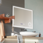 Oglinda LED Touch NIVERA Sistem Dezaburire, Ceas si Temperatura 80x60 cm Lupa Cosmetica ModernLight Concept