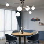 Lustra cu Abajur Rotund, PENTHOUSE Dome, 6x G9, Negru, Metal ModernLight Concept