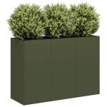 Jardinieră verde măsline 120x40x80 cm oțel laminat la rece GartenMobel Dekor