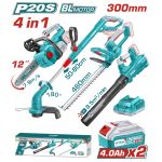 TOTAL - KIT COMBO 20V - 4.0Ah - DRUJBA, TRIMMER PENTRU GARD VIU, SUFLANTA, TRIMMER DE TUNS IARBA (IN PowerTool TopQuality