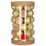 Set globuri decorative, 36 bucati, plastic, 6.5 cm, auriu si ecru Household NewTrend