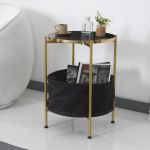 Beistelltisch Suonenjoki 59x47cm Goldfarben / Marmoroptik Schwarz [en.casa] HausGarden Leisure