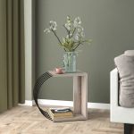 Masuta laterala, en.casa, PXTA-8382 Vefsn, 46 x 30 x 42 cm, pal, metal, efect stejar, negru HausGarden Leisure