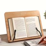 Suport din bambus pentru carte, 8 trepte inclinare, catarame metalice, 28 x 20 cm, natur MultiMark GlobalProd