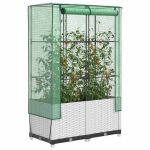Strat înălțat cu husă de seră, aspect ratan, 80x40x138 cm GartenMobel Dekor