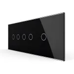 Panou Intrerupator Dublu + Dublu + Simplu cu Touch LIVOLO din Sticla, Standard Italian - 6/7M SmartElectro IntelligentHouse