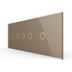 Panou Intrerupator Dublu + Dublu + Simplu cu Touch LIVOLO din Sticla, Standard Italian - 6/7M SmartElectro IntelligentHouse